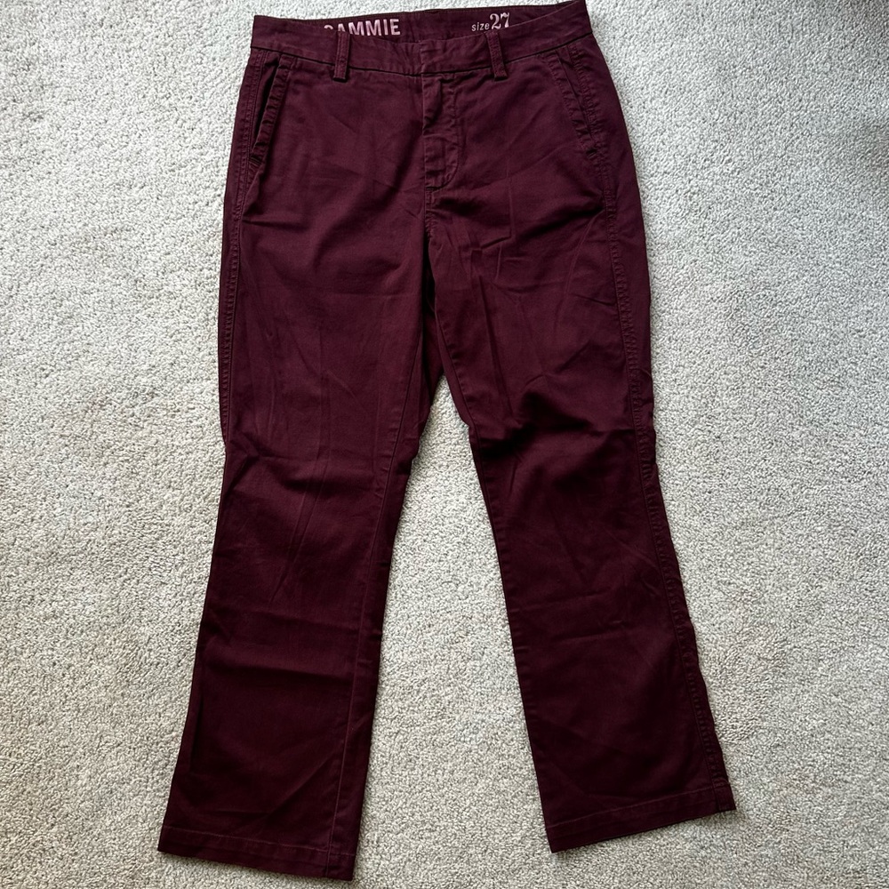 J. Crew Women's Burgundy Sammie Cropped Pants Size 27